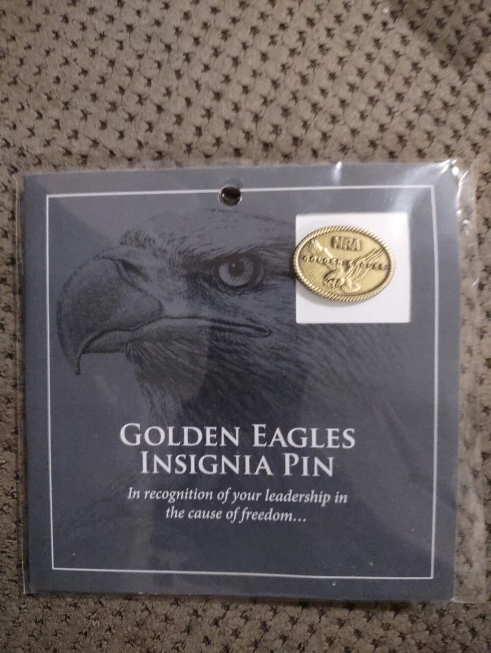 Lot Of 5- NRA Golden Eagles Commemorative Lapel Pins New In Package Mint Vintage